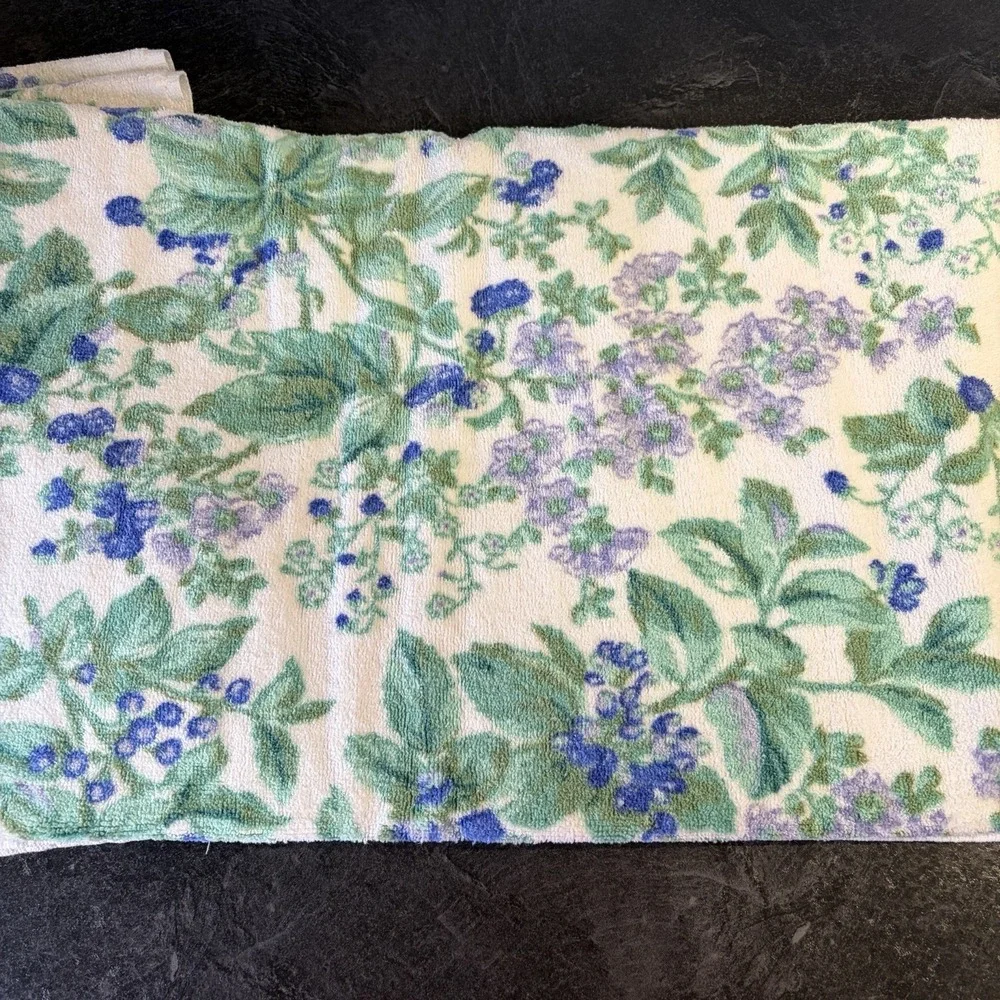 1980s Laura Ashley Bramble Berry Cotton Towel Set 2 Hand Towels 2 Bath Towels